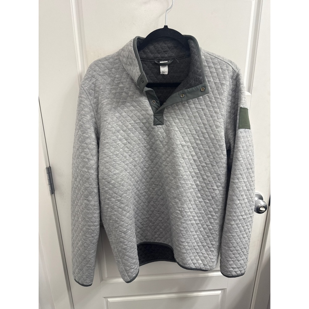 Marine Layer Womens Medium Quilted Snap Neck Pullover Sweatshirt Heather Gray